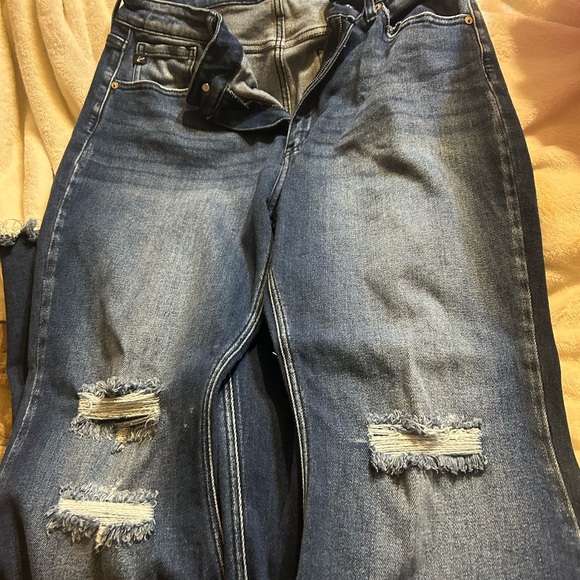 KanCan Dark Blue Distressed Flare Jeans - Picture 1 of 1